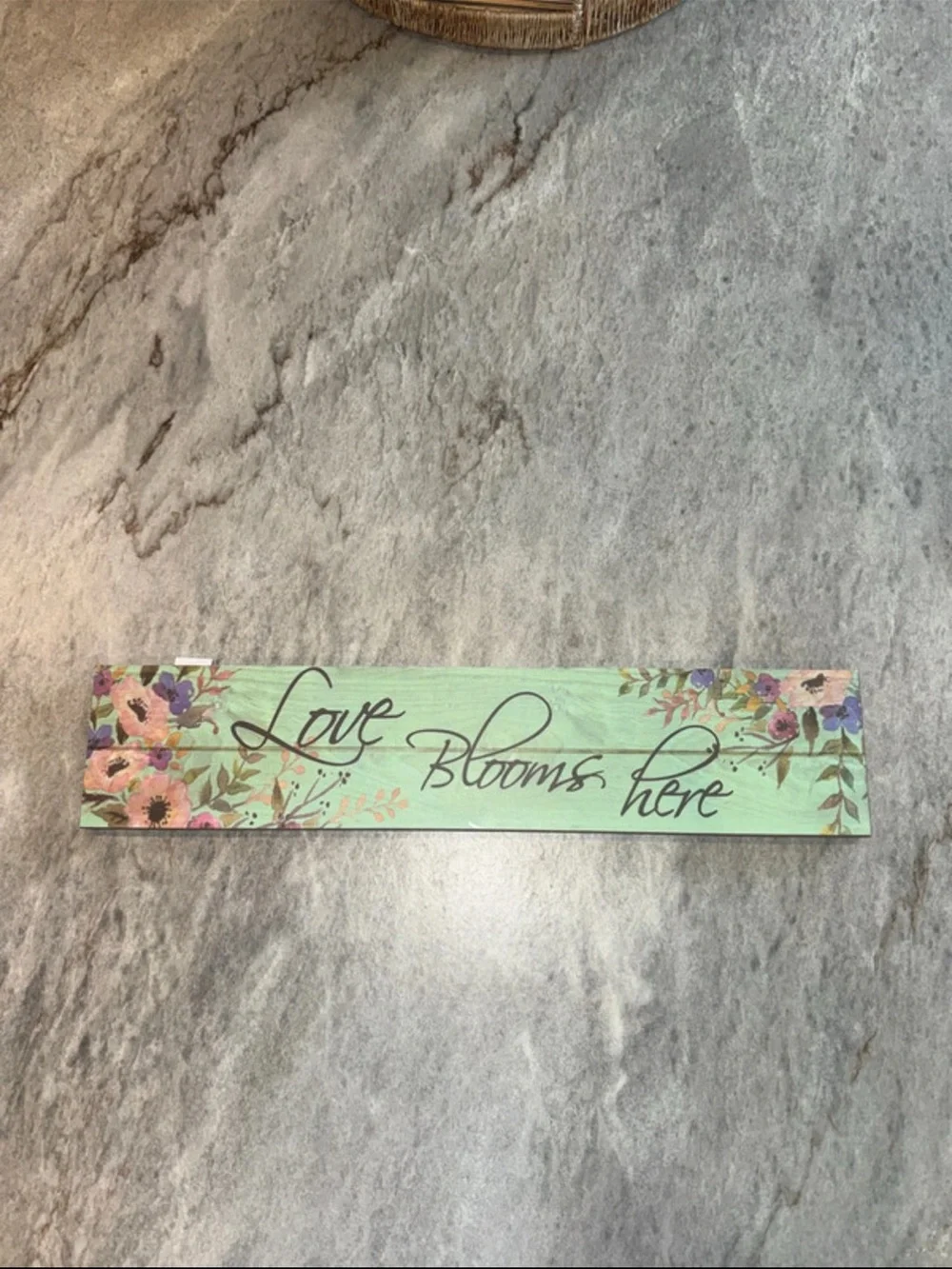 Love Blooms Here Mint Floral Wall Sign